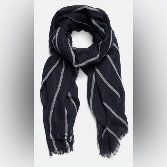 Vince Cotton Gauze Awning Stripe Scarf coastal blue/optic white - Picture 3 of 4